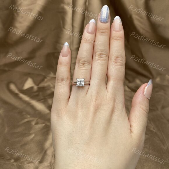 NEW Certified 2ct. t.w. Princess Cut Moissanite  Ring - Picture 4 of 8